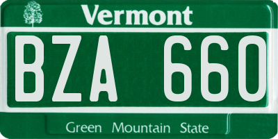 VT license plate BZA660