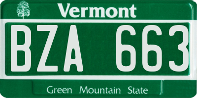 VT license plate BZA663