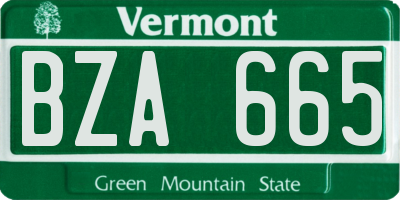 VT license plate BZA665