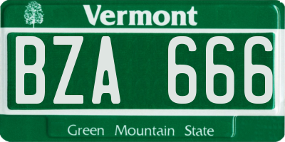 VT license plate BZA666