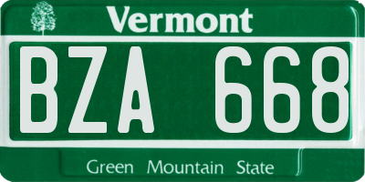 VT license plate BZA668