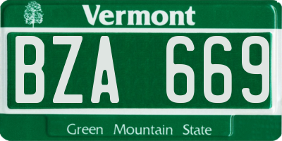 VT license plate BZA669