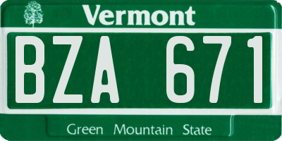 VT license plate BZA671