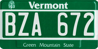 VT license plate BZA672