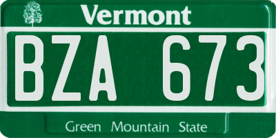 VT license plate BZA673