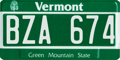 VT license plate BZA674