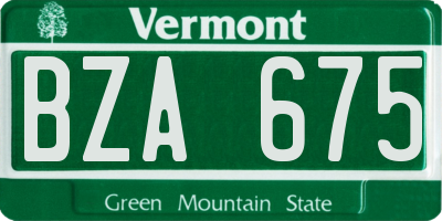 VT license plate BZA675