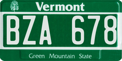 VT license plate BZA678