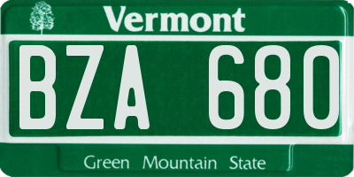 VT license plate BZA680