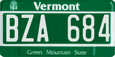 VT license plate BZA684