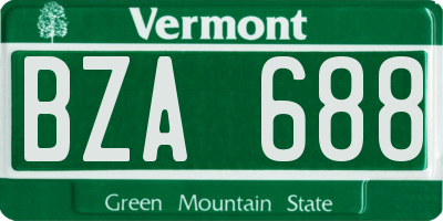 VT license plate BZA688