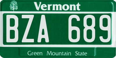 VT license plate BZA689