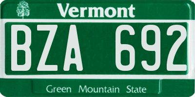 VT license plate BZA692