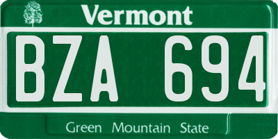 VT license plate BZA694