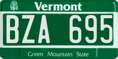 VT license plate BZA695