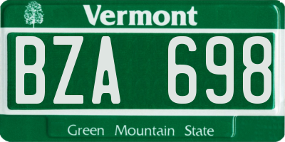 VT license plate BZA698