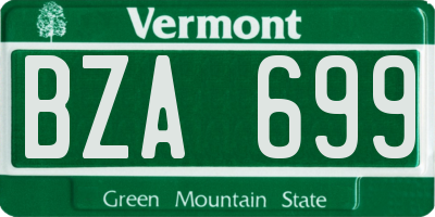 VT license plate BZA699