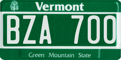 VT license plate BZA700