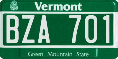 VT license plate BZA701