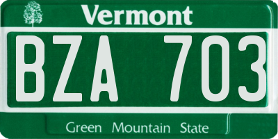 VT license plate BZA703