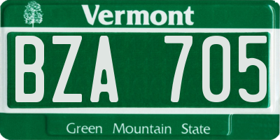VT license plate BZA705