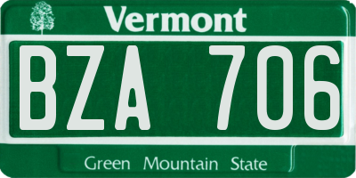 VT license plate BZA706