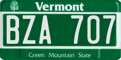VT license plate BZA707