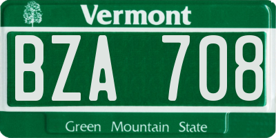 VT license plate BZA708