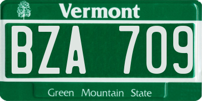 VT license plate BZA709