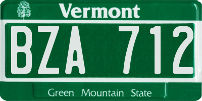 VT license plate BZA712