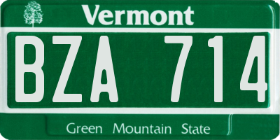 VT license plate BZA714