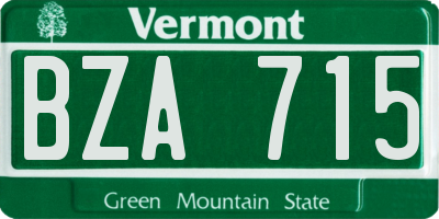 VT license plate BZA715