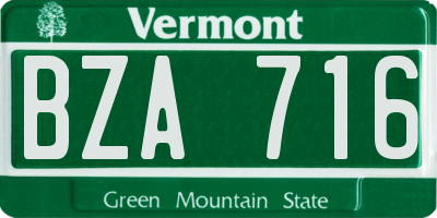 VT license plate BZA716