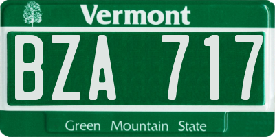 VT license plate BZA717
