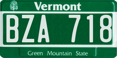 VT license plate BZA718