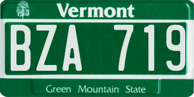 VT license plate BZA719