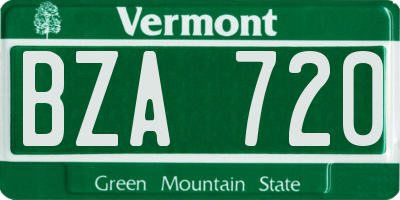 VT license plate BZA720