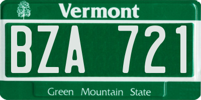 VT license plate BZA721