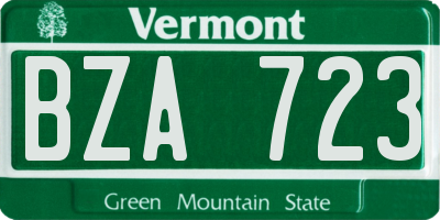 VT license plate BZA723