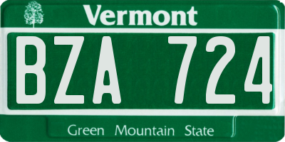 VT license plate BZA724