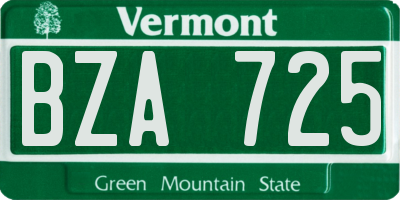 VT license plate BZA725