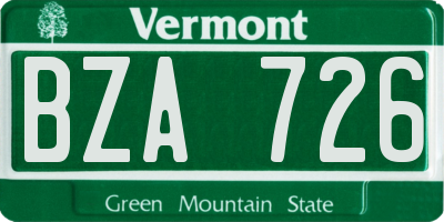 VT license plate BZA726