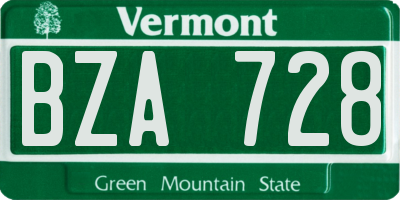 VT license plate BZA728