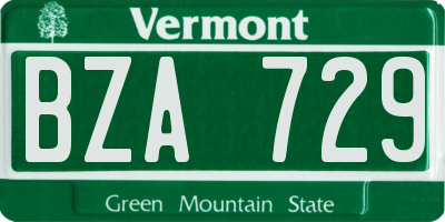 VT license plate BZA729
