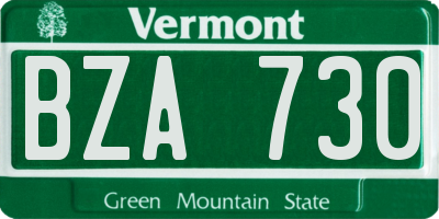 VT license plate BZA730