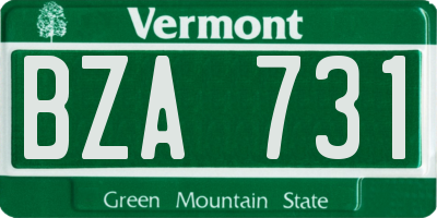 VT license plate BZA731
