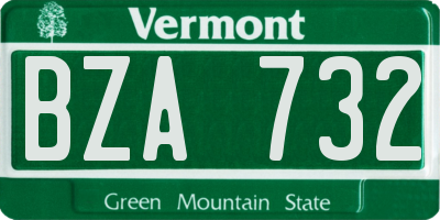 VT license plate BZA732
