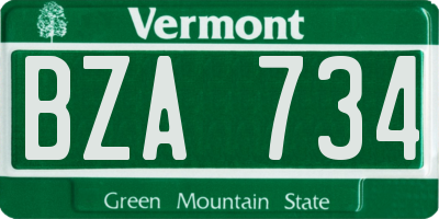 VT license plate BZA734
