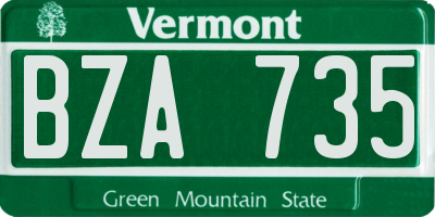 VT license plate BZA735