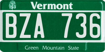 VT license plate BZA736